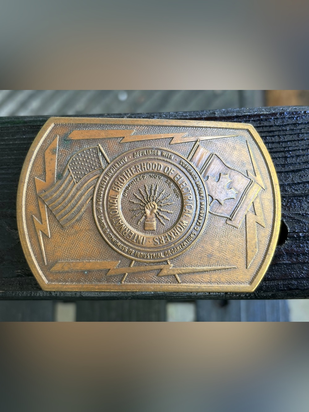 Solid Brass IBEW Belt Buckle. International Brotherhood Of Electrical Workers